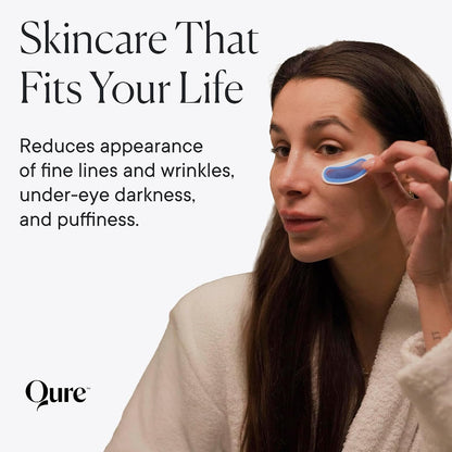 Qure Micro-Infusion Anti Wrinkle Patches for Smile Line, Frown lines, Under Eye Bags, Puffiness, Crow's Feet - Retinol, Caffeine - Dissolvable for Overnight Use - 8 Pairs