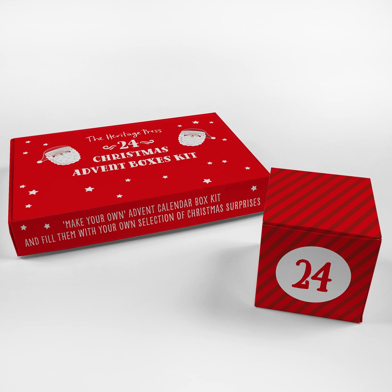 DIY Christmas advent calendar kit by The Heritage with 24 festive boxes for custom surprises