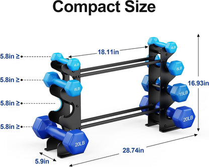 4-Tier Dumbbell Rack Stand for Home Gym – Compact Weight Rack for Dumbbells, Free Weights, Heavy-Duty Steel Storage Rack for Neoprene & Hex Dumbbel (Dumbbells Not Included)