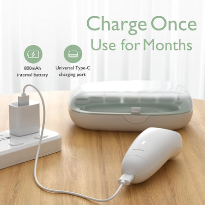 Momcozy Baby Nail File Electric, Gentle Baby Nail Trimmer Electric Rechargeable, Baby Nail Clipper Electric, 360° Fog LED Gentle Light, 7 Grinding Head Replacement Pads