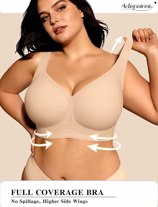 Seamless Jelly Bras for Women Wireless Supportive Nude - Size L