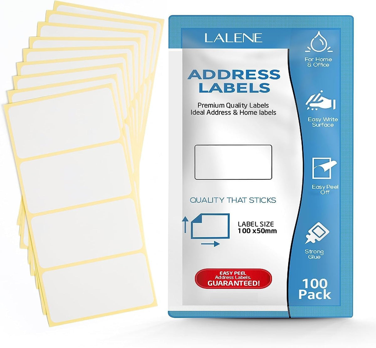 Large Self Adhesive Address Labels - 100x50mm, 100 Plain White, Blank Postal & Freezer Stickers