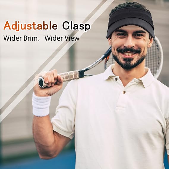 Sun Visor Cap - Mesh Quick Dry Visor Hat,Adjustable Golf Tennis Visor Breathable Empty Top Sun Hat Ponytail Running Outdoor Sport Cap for Men Women (BlackMS