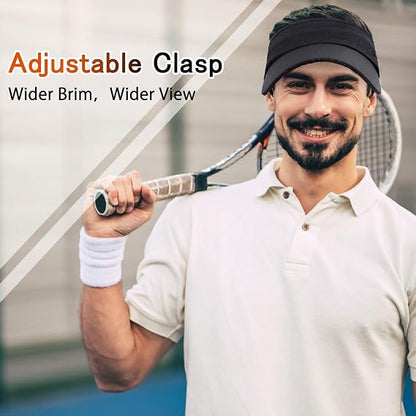 Sun Visor Cap - Mesh Quick Dry Visor Hat,Adjustable Golf Tennis Visor Breathable Empty Top Sun Hat Ponytail Running Outdoor Sport Cap for Men Women (BlackMS
