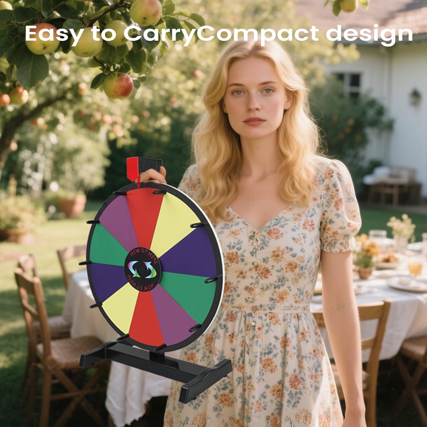 iElyiEsy 15 Inch Tabletop Spinning Prize Wheel with Dry Erase Markers and Erase, 10 Slots Surface Spin the Wheel for Trade Show Carnival Party Pub Fortune Game