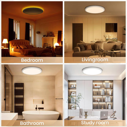 ONEWAY LED Ceiling Light Dimmable 24W,Ceiling Lamp with 1800K Warm Night Light & 3000K-6500K & Timer & Remote Control,Ultra-thin Bathroom Ceiling Light for Bedroom Children's Room Living Room-30x2.7cm