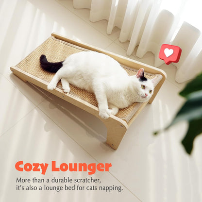 PETKARAY Cat Scratcher, Sisal Scratching Ramp, L Shape Cat Scratch Pad for Indoor Cats, Wall Furniture Protector with Catnip (Large Size)