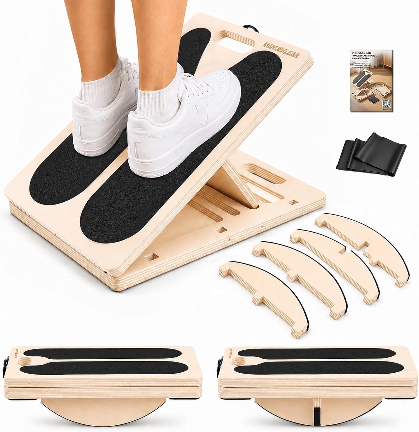 3-in-1 Slant Boards & 180°/360° Balance Board, 136kg Capacity