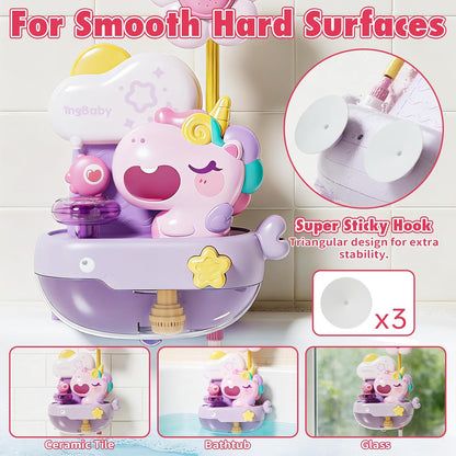 Unicorn Baby Bath Toys, 2 in 1 Automatic Bubble Machine with Led Light, Water Spray Shower Head | Bubble Maker Shower Toy, Interactive Light up Bathtub Toy for Toddlers 2-4 Year Old, Boy and Girl Gift