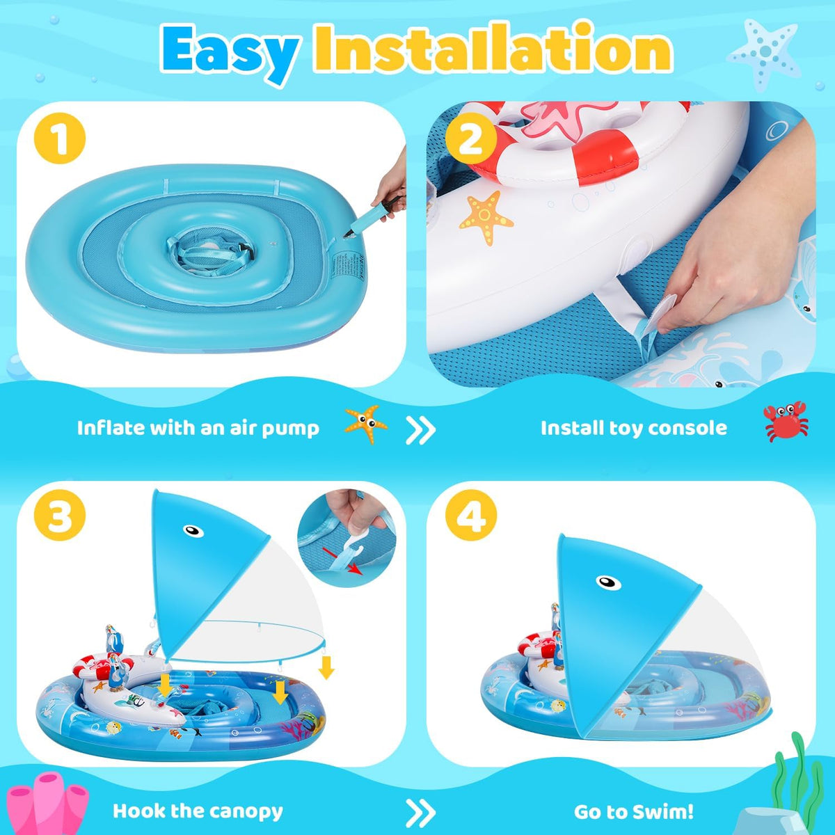 Inflatable Pool Float, ACELIFE Swimming Float with Adjustable Safety Seat | Swimming Pool Float Swimming Ring Dual Airbag Safe Design