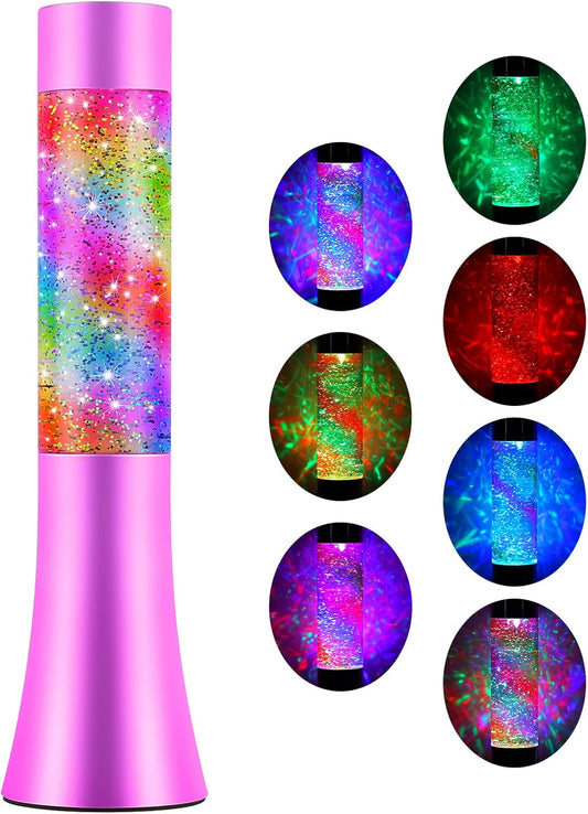 Night Light Kids,Lava Lamp With Automatic Color Change Function and Transparent Liquid Glitter Lamps, USB Powered Home Decoration Lamp, Perfect Room Decor for Kids Teens Adults Birthday Gift Party