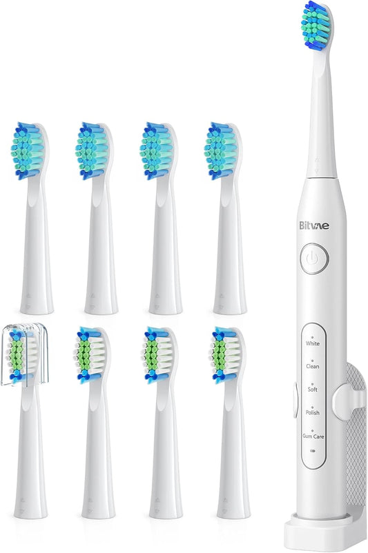 Bitvae D2 Ultrasonic Electric Toothbrush with 8 Brush Heads