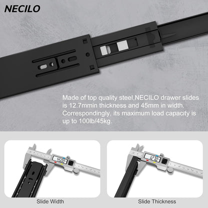 Soft Close Black 300mm Residential Drawer Runner, 45kg Load Capacity (2 Pack)