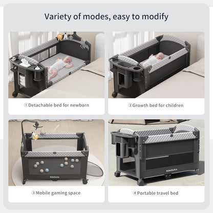 Portable Bedside Crib, Foldable Travel Baby Cot for Co-Sleeping