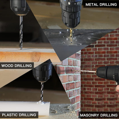 C P CHANTPOWER Drill Bit Sets, 100 Pcs HSS Titanium Screwdriver Bits Set with Storage Case for Metal, Wood, Masonry, Includes Countersink Drill Bit