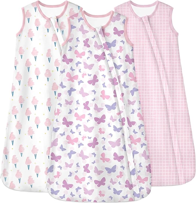 Yoofoss Baby Sleep Sack 0-24 Months 100% Organic Cotton Wearable Blanket for Babies 2-Way Zipper 0.5 Tog Newborn Sleeping Sack, Soft Lightweight Durable