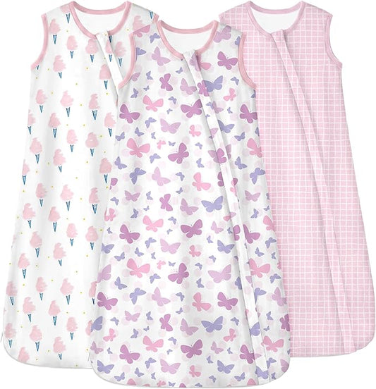Yoofoss Baby Sleep Sack 0-24 Months 100% Organic Cotton Wearable Blanket for Babies 2-Way Zipper 0.5 Tog Newborn Sleeping Sack, Soft Lightweight Durable