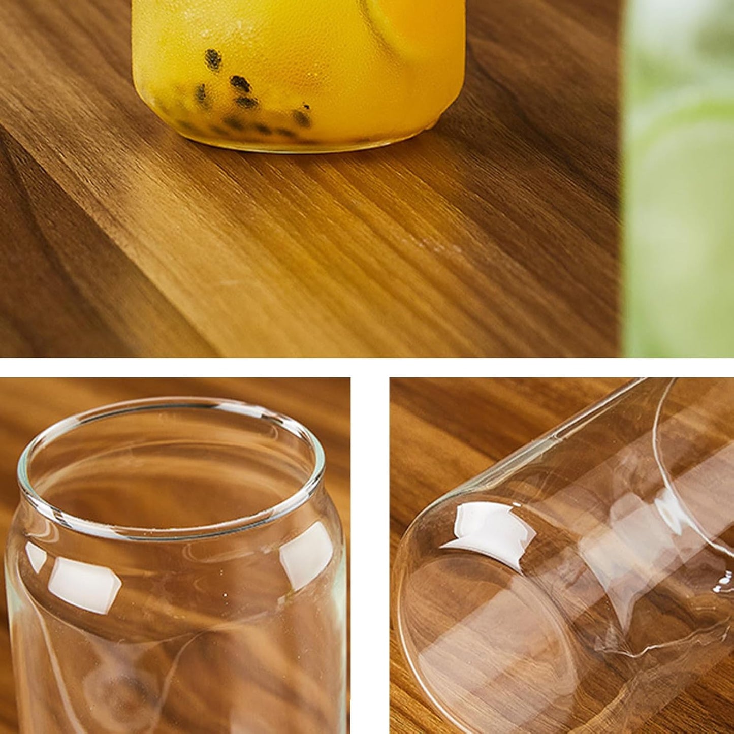 2 Pack 16oz Glass Tumblers with Bamboo Lids & Straws