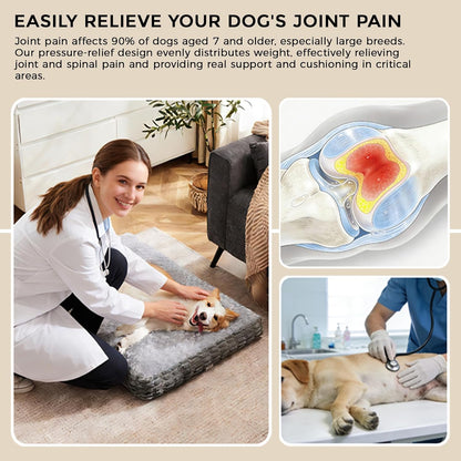 Dog Mat Mattress Washable, Waterproof Small Dog Bed Puppy Bed with Three-Dimensional Material of Wheat Ear, Crate Mattress Pet Sofa Bed with Breathable Rose Fluff, 60x45x12cm