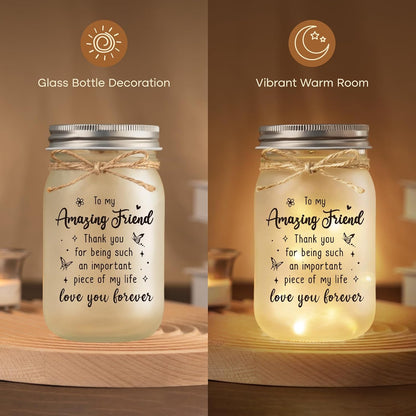 Friendship Gifts for Women, Amazing Friend Mason Jar Night Light [Energy Class G]