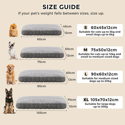 Dog Mat Mattress Washable, Waterproof Small Dog Bed Puppy Bed with Three-Dimensional Material of Wheat Ear, Crate Mattress Pet Sofa Bed with Breathable Rose Fluff, 60x45x12cm