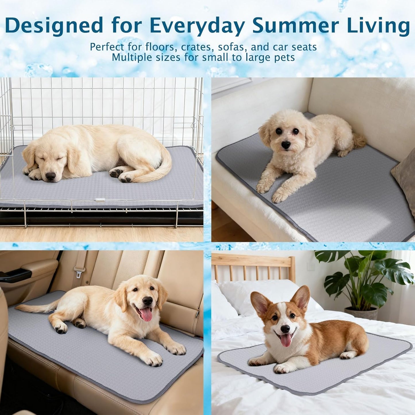 Dog Cooling Mat, Waterproof Foldable Cooling Pad for Dogs & Cats, Machine Washable Pet Cool Mats for Kennels, Crates, Beds XH084 (Grey,70x90cm)
