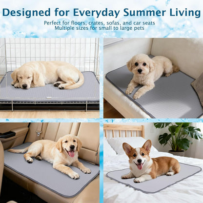 Dog Cooling Mat, Waterproof Foldable Cooling Pad for Dogs & Cats, Machine Washable Pet Cool Mats for Kennels, Crates, Beds XH084 (Grey,70x90cm)