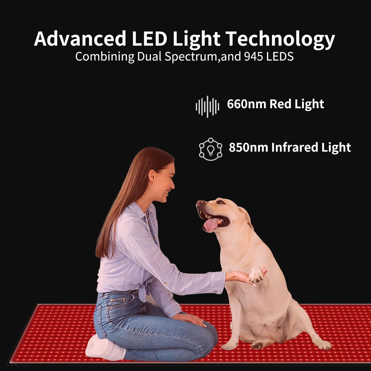 63'' x 23.6'' Red Light Mat for Full Body, 945 LEDs Flexible Near Infrared Light Pad, 660nm & 850nm Light Blanket for Back Belly Knee Joints Muscle, 125W