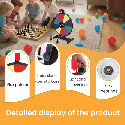 iElyiEsy 15 Inch Tabletop Spinning Prize Wheel with Dry Erase Markers and Erase, 10 Slots Surface Spin the Wheel for Trade Show Carnival Party Pub Fortune Game