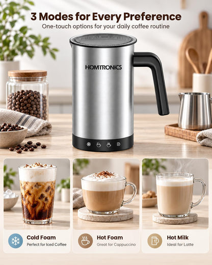 Waterproof Milk Frother&Steamer,90% Frothing Ratio, Auto Shutoff