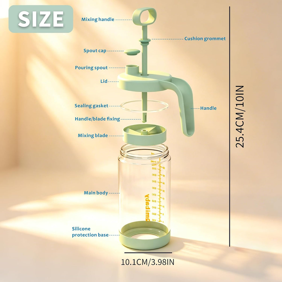 Borosilicate Glass Formula Mixing Pitcher – 32oz Mixing Capacity, Dishwasher-Safe, BPA-Free Lid, Perfect for Breastmilk Pitcher Method & Multi-Baby Feeding Green