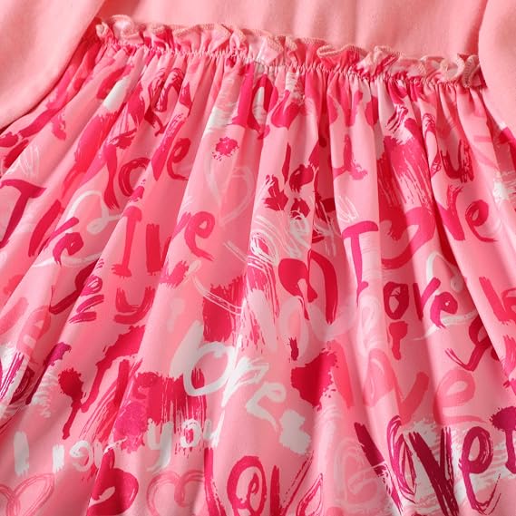 Baby Girl Dress Toddler Long Sleeves Love Heart Dresses Pink Party Princess Dress Infant Girls Clothes 2pcs Spring Fall Outfit Set (12-18 Months)