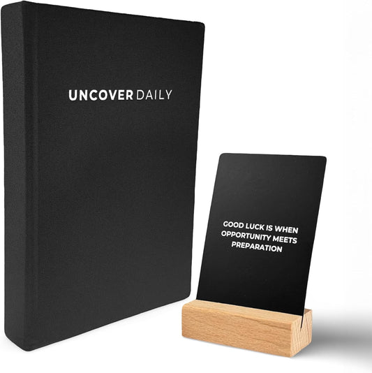 Goal-Focused Journal & Inspirational Quote Cards | The #1 Daily Planner to Achieve Your Goals | 6 Month Undated Diary for Productivity, Improvement, and Mindfulness (Black)