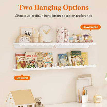 Lifewit 15" White Plastic Cloud Floating Shelves for Wall, 4 Pack
