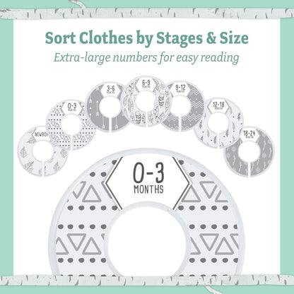 20PCS Unisex Baby Hangers and Wardrobe Dividers, Nursery Closet Organizer with 7X Size Dividers