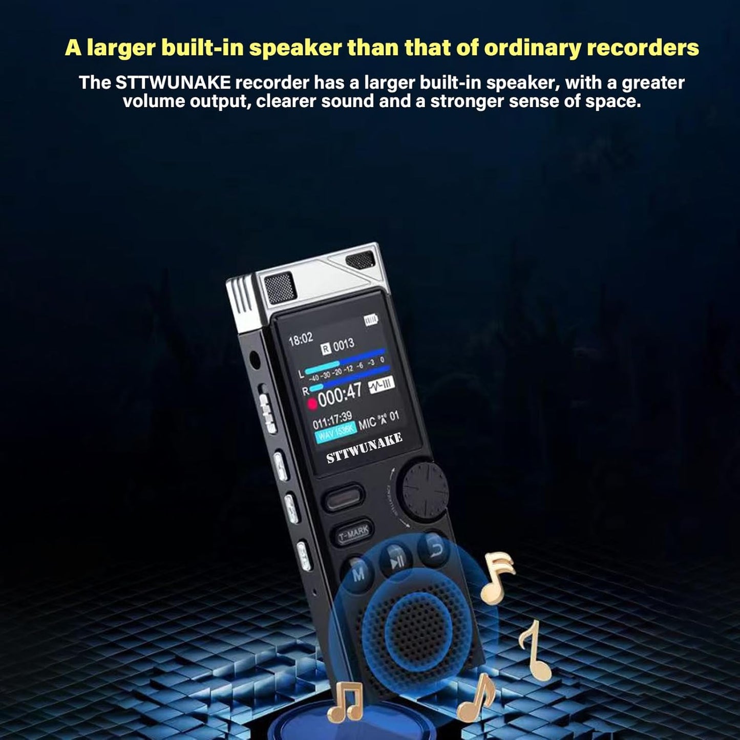 136G Dual-core AI Noise Reduction Digital Voice Activated Recorder
