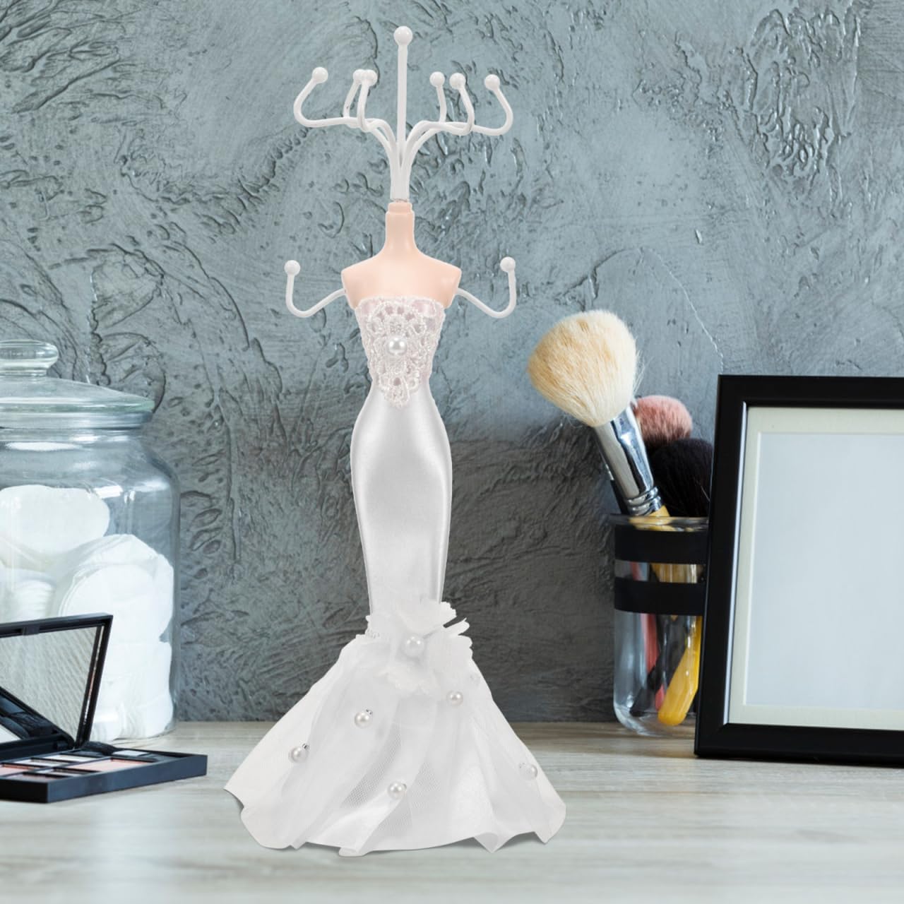 Lurrose Jewelry Display Stand for Necklaces and Earrings Elegant Cloth and Metal Organizer for Home Decor for Anniversaries Birthdays and Christmas