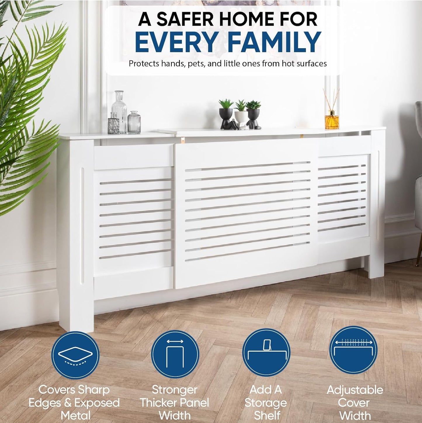 Home Treats Designer White Mdf Adjustable Radiator Cover (Adjustable)