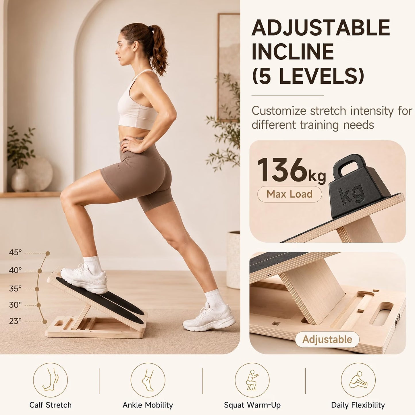 3-in-1 Slant Boards & 180°/360° Balance Board, 136kg Capacity
