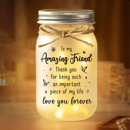 Friendship Gifts for Women, Amazing Friend Mason Jar Night Light [Energy Class G]