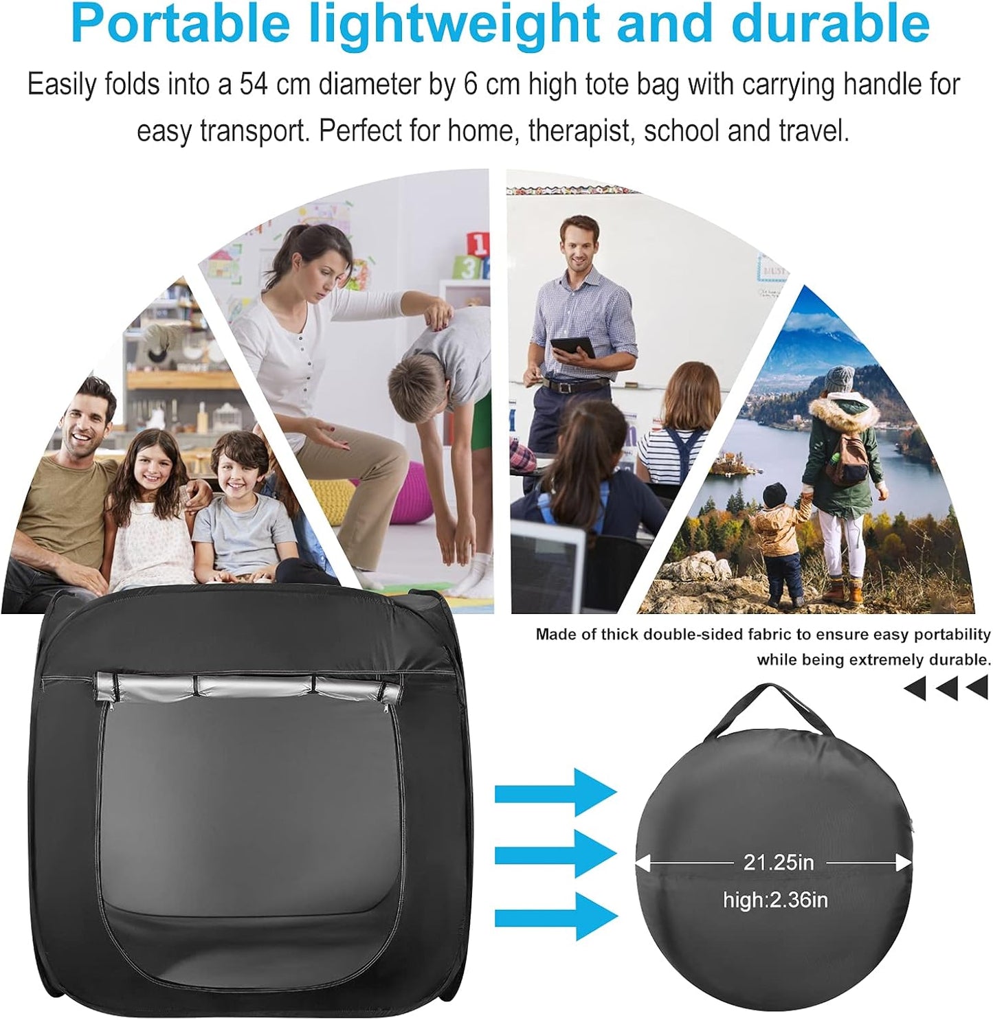 Tanniws Pop-Up Sensory Den Play Tent With Advanced Silver Inner Lining & Travel Carry Bag - Premium Autism Blackout Tent for Children to Play and Relax