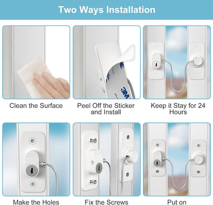 Window Safety Lock, Window Locks for UPVC, Windows Restrictors AOSITE 2Pack No Drill Children Proof Window Locks Self Adhesive, Pet Safety Child Window Safety Locks with Key – Child Security for Home