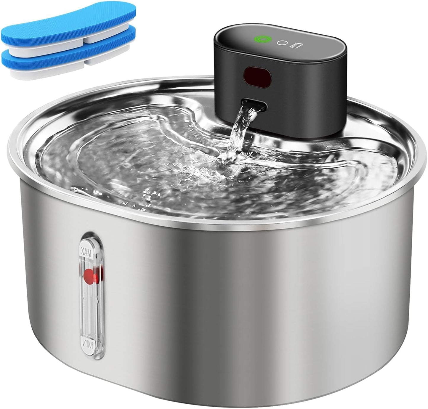 Stainless Steel Wireless Cat Water Fountain for Drinking, 3.2L