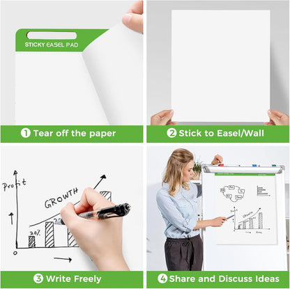 Sticky Mini Easel Pads, 3 Pack Anchor Chart Paper for Teachers, Self Stick Flip Chart Paper with Sticky Back for Classroom, Office, 30 Sheets/Pad (13x17inches)