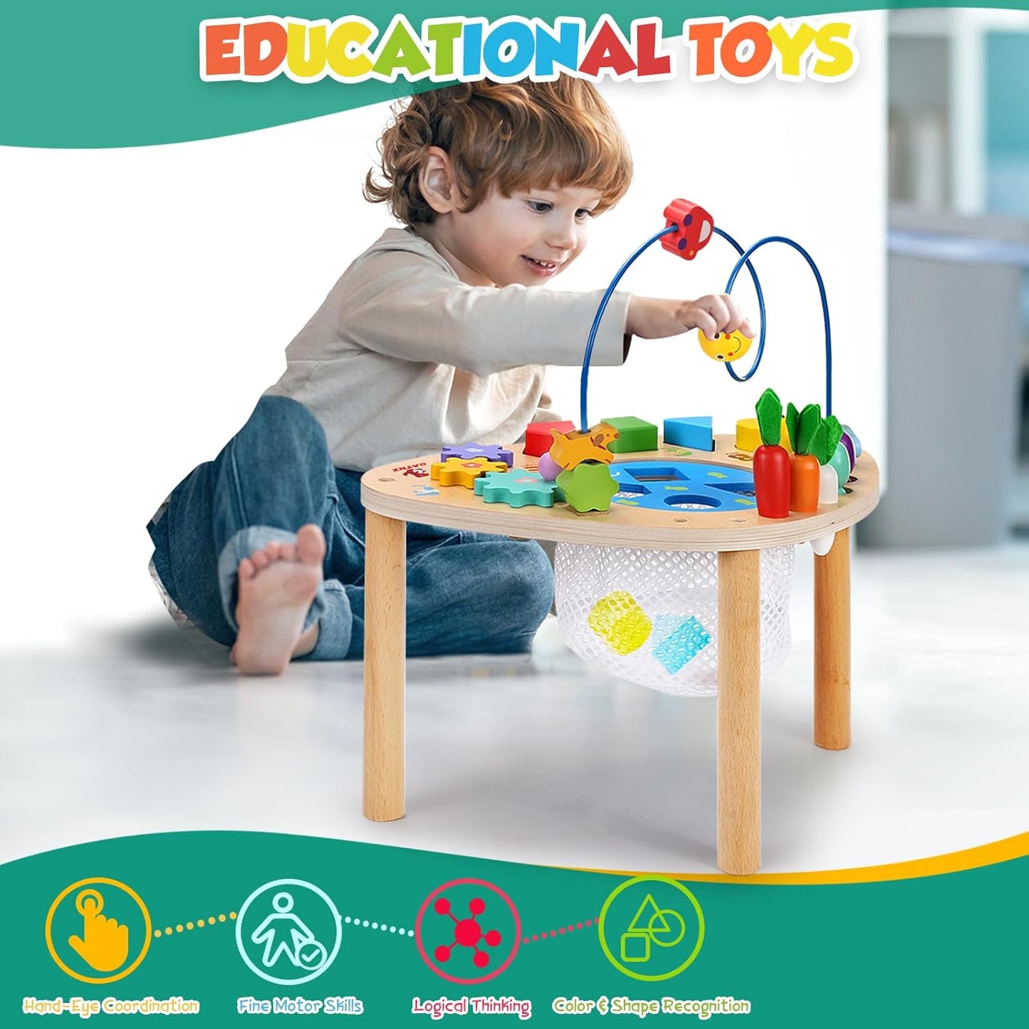 6 in 1 Montessori Wooden Activity Table