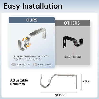 Extendable Curtain Rods 76-208cm & 25cm Diameter