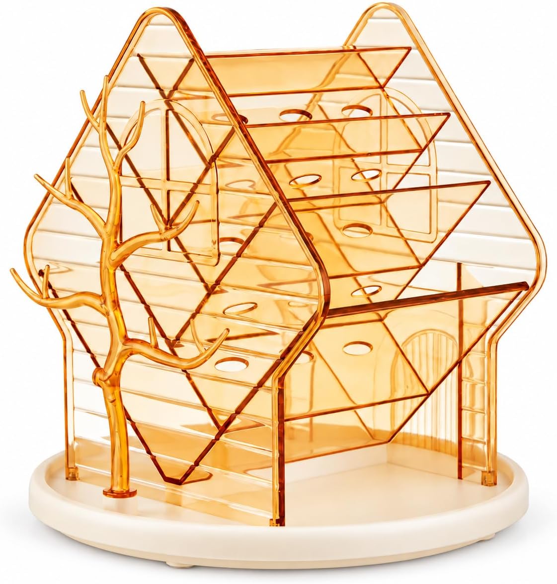 360° Rotating Makeup Organiser Jewellery Stand Amber Gold