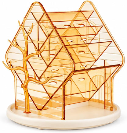 360° Rotating Makeup Organiser Jewellery Stand Amber Gold