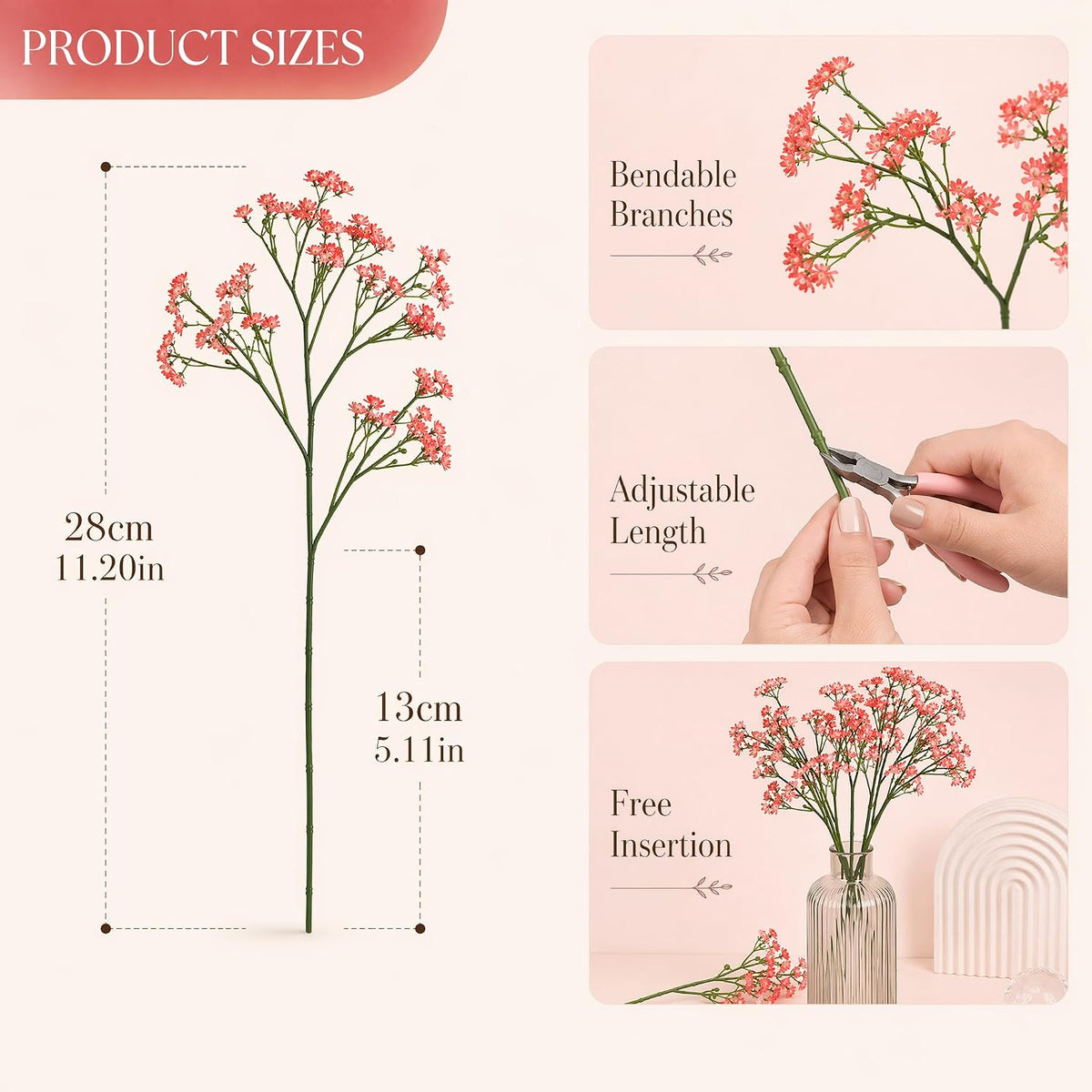 10Pcs Artificial Gypsophila Real Touch Baby Breath Flower Gifts for Women