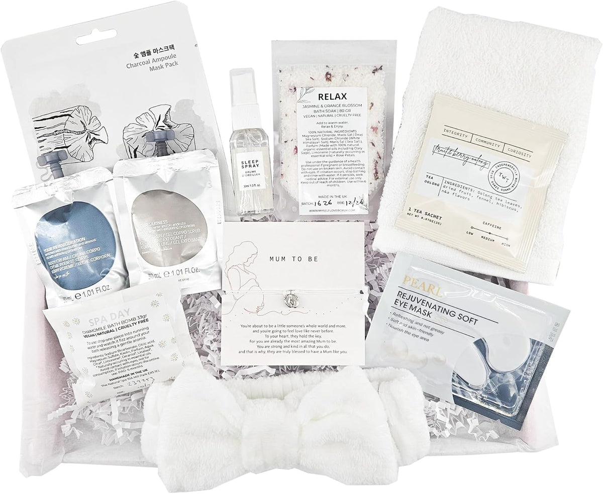Luxury Mum To Be Pamper Kit, Baby Shower Gifts Hamper for Mum, Mum to Be Gifts, Pregnancy Gifts, Gender Reveal Gifts, Mummy To Be Gifts, Gifts For Pregnant Women, New Mum Gifts White